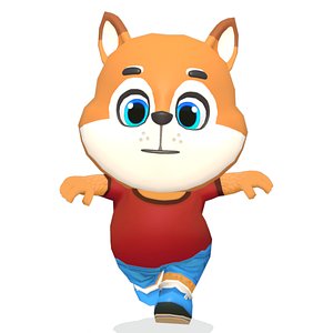 Fox Dog Animated Rigged