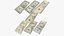3D model usa dollars banknotes bill