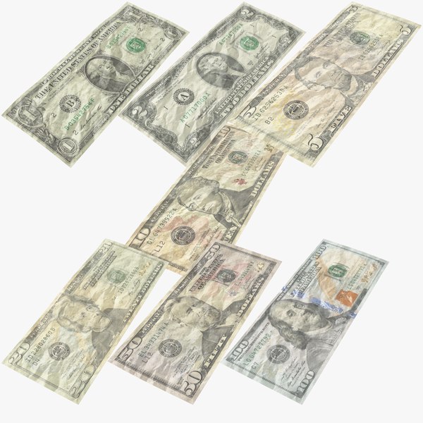 3D model usa dollars banknotes bill