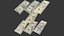 3D model usa dollars banknotes bill