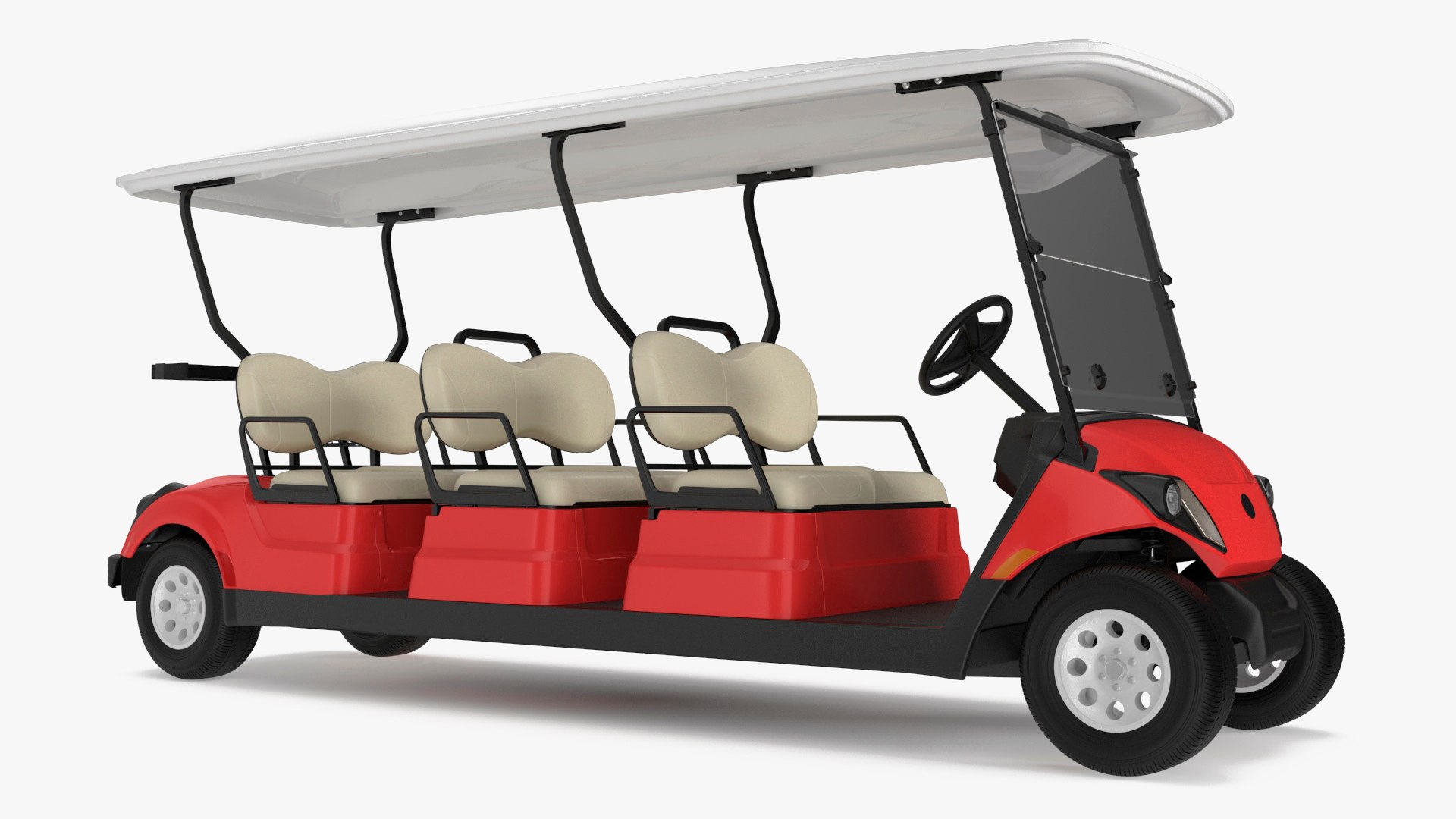 Yamaha Golf Electric Six Seat Car Red 3D model preview