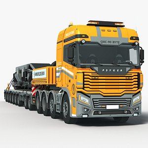 3D Truck Multi Axle Trailer Load Track Wheel model