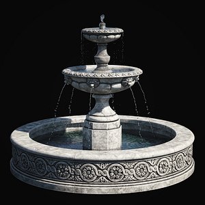 3D Parisienne Two Tier Outdoor Water Fountain model