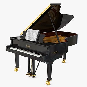 grand piano fazioli music notes 3D model