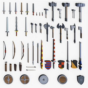 3D Low-poly Medieval Weapons model