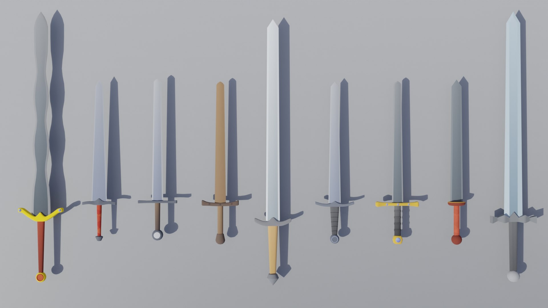 3D Low-poly Medieval Weapons model https://p.turbosquid.com/ts-thumb/W9/EZhunU/Mk/swords/jpg/1649865489/1920x1080/fit_q87/66a229766436b743fe53bb18a7a8d9732d0880a0/swords.jpg