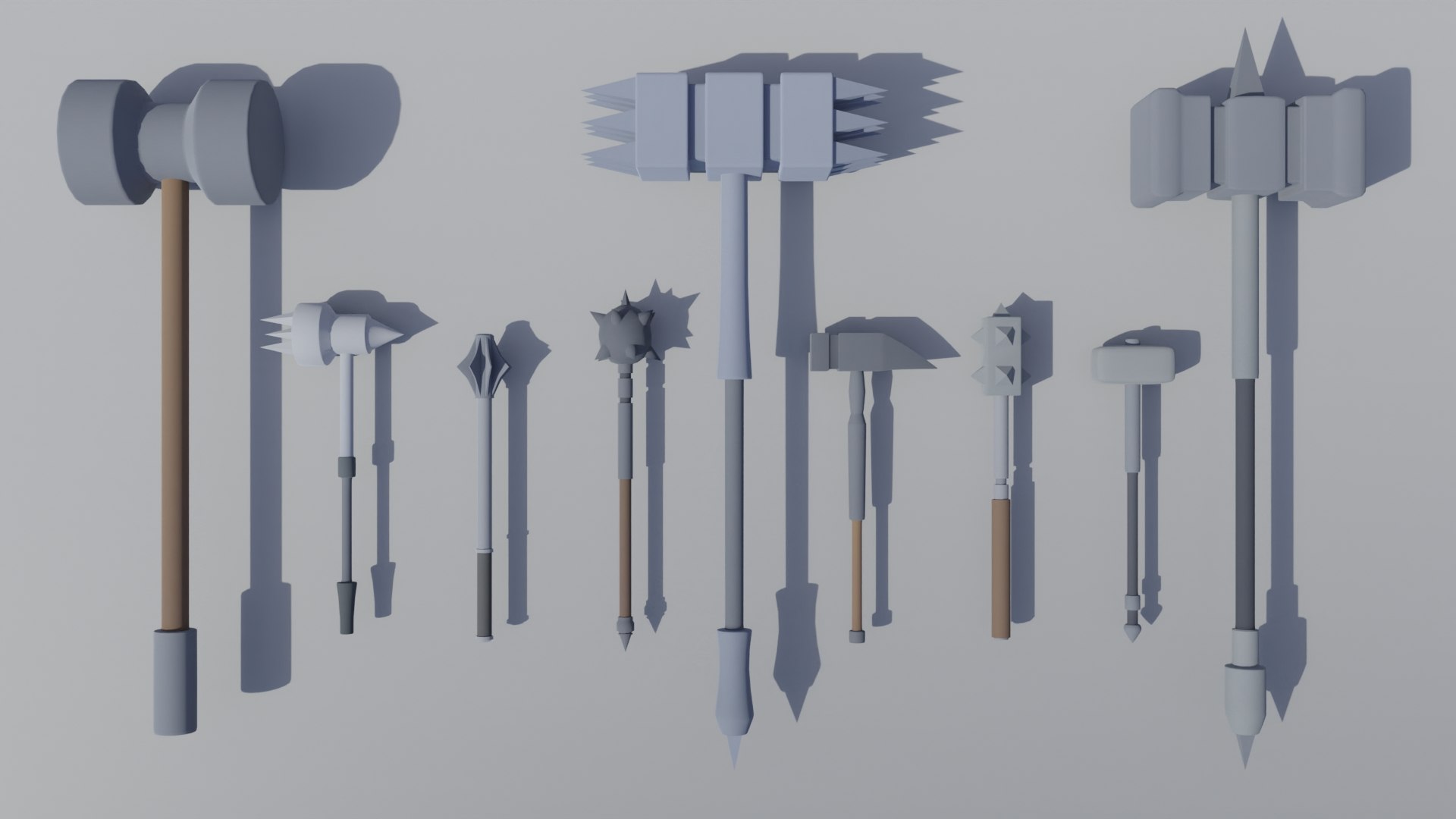 3D Low-poly Medieval Weapons model https://p.turbosquid.com/ts-thumb/W9/EZhunU/dq/hammer/jpg/1649866545/1920x1080/fit_q87/99f2e3cdea656052978b3017dbb09e4ec2a5de7d/hammer.jpg