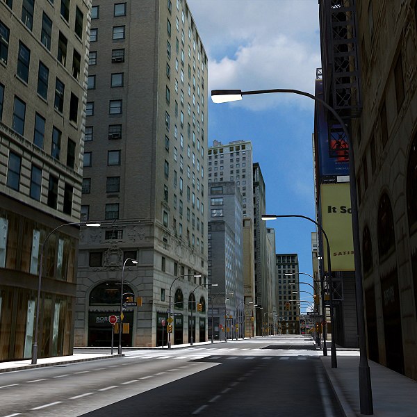 city road street building 3d model