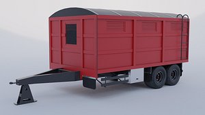 3D Agricultural Trailer Low-poly 3D model