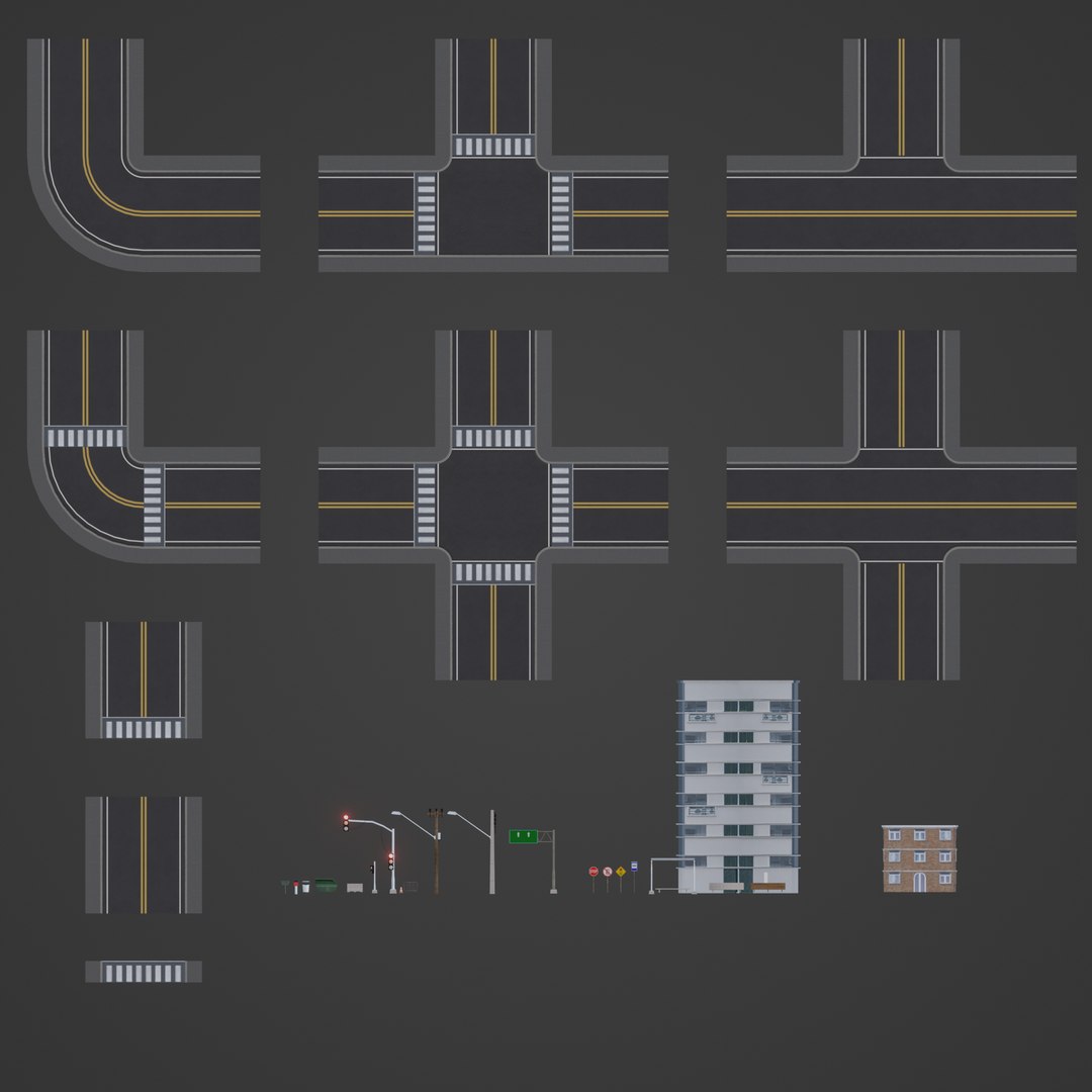 3D Modular Streets With Over 40 Urban Props Model - TurboSquid 2196160