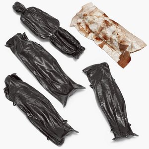 Dead Body Covered with Body Bags and Bloody Sheet