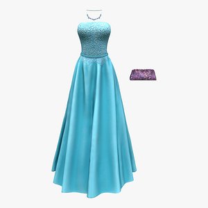 Elegant Teal Necklace Dress Purse Outfit