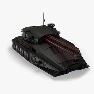 3D Gameready Sci-Fi Heavy Tank With Railgun