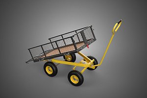 TILTING LIFT MESH BED DUMP GARDEN WAGON FOUR CARGO CAGE CART 4W 3D model