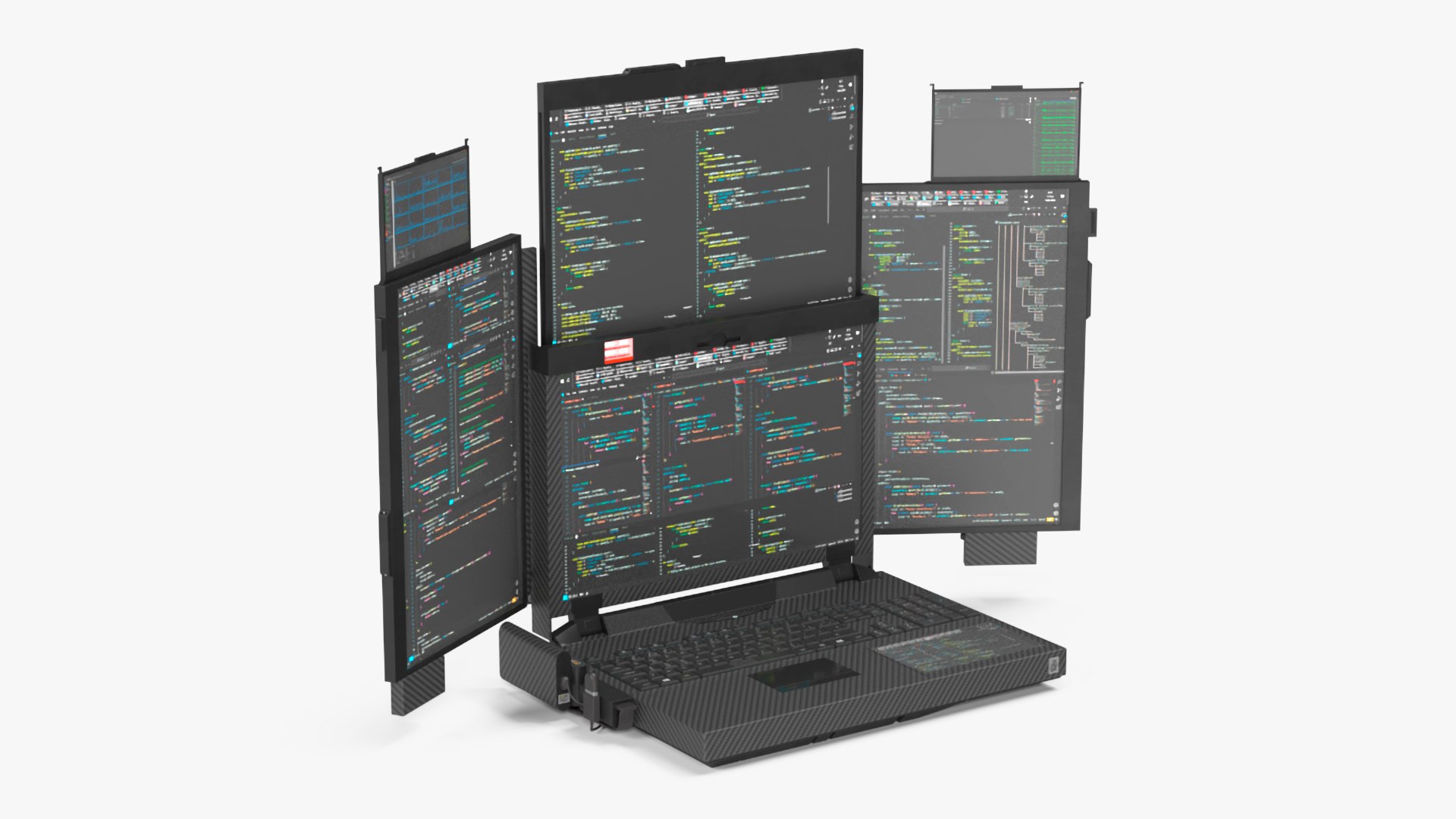 Professional Laptop with Programming Software Rigged 3D model preview