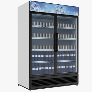 Filled Double Door Beverage Refrigerator