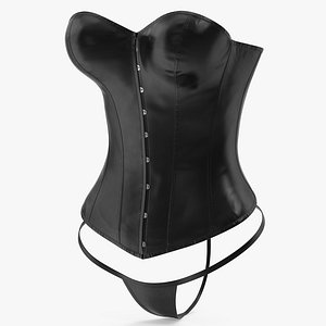3D model Leather Corset with Panties 2