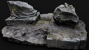 ancient mossy ruins damaged monument debris photogrammetry
