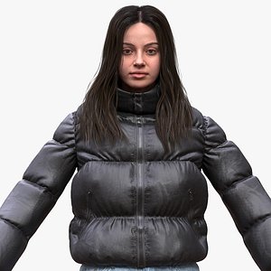 Woman in Puffer Pants and Boots 3D model