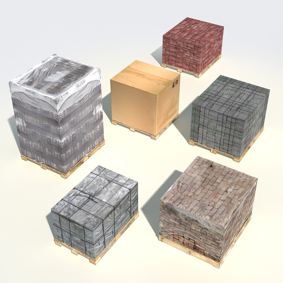 3d Model Wood Pallets Loads