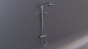 Croma Showerpipe 220 Thermostat by Hansgrohe 3D