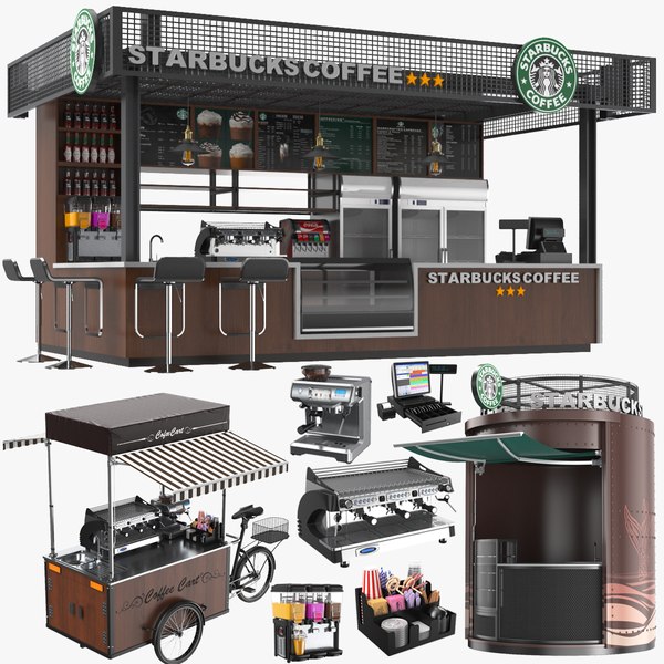3D Detailed Coffee Shops and carts Collection1 model