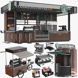 Detailed Coffee Shops and carts Collection