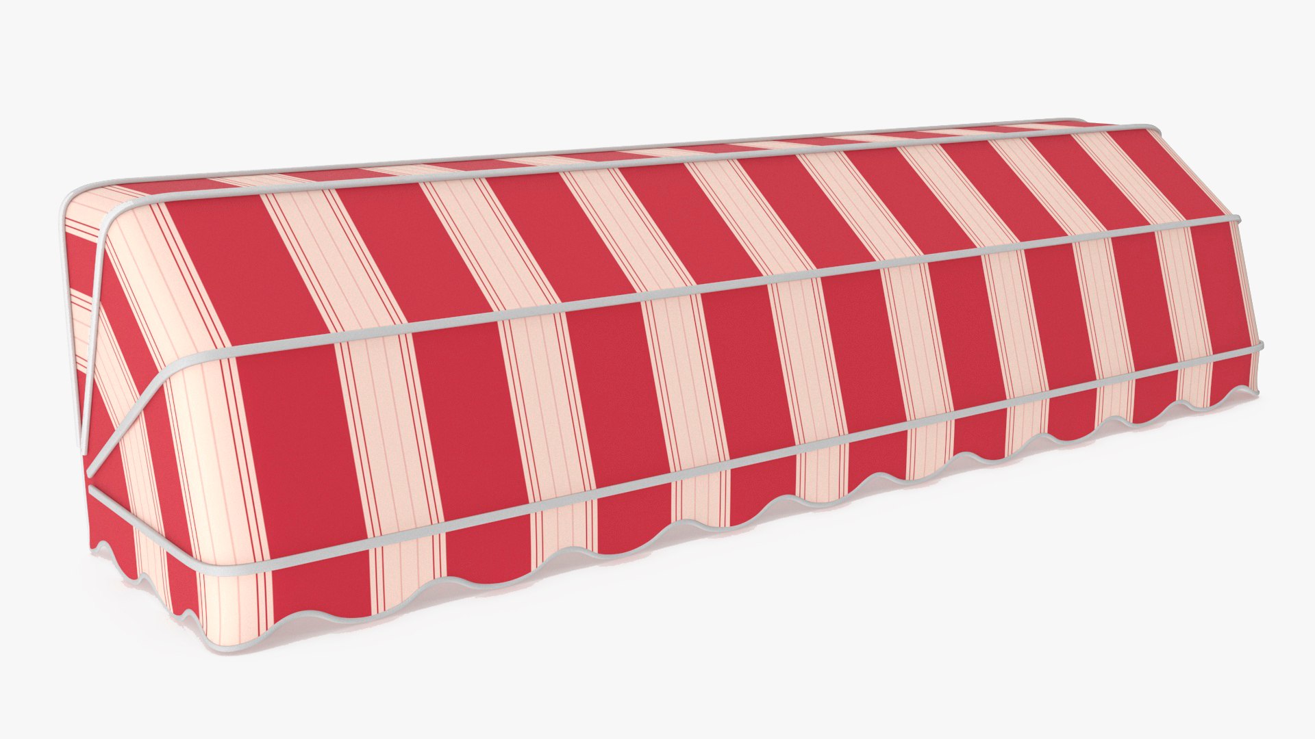 Storefront Awning Tent Striped Red 3D model preview