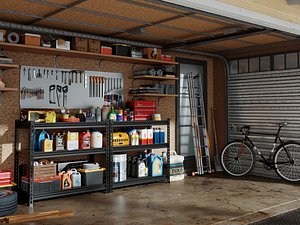 Garage Workshop Interior Scene 3D model