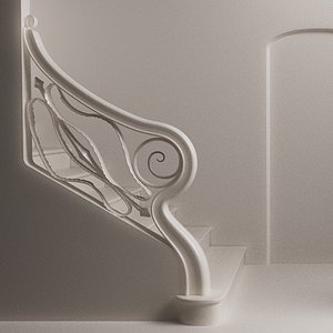 Stairway ramps - Casa Batllo Atrium - Gaudi 3D