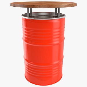 3D Upcycled Oil Drum Bar Table