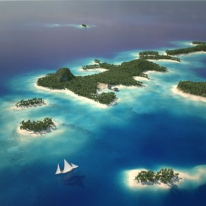 3D scene tropical islands model