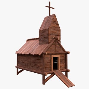 Stylized Wooden Church 3D model