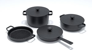 country pots sets cookwares 3D model
