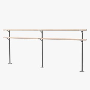 3D Double Ballet Barre Floor Mounted