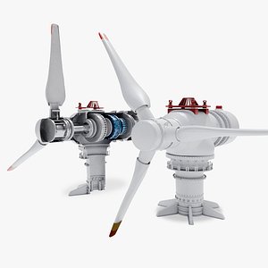 Tidal Turbine Cutaway  Full Body 3D model