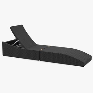 Designer Pool Lounge Chair Black Blue Rigged