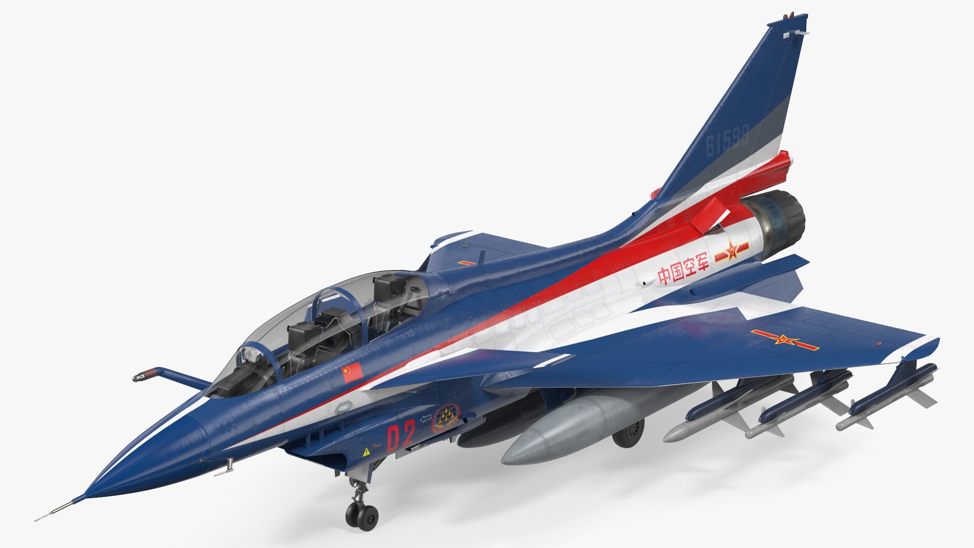 Chengdu J10 S Aerobatic Team Tandem Seated Armed Rigged 3D model preview