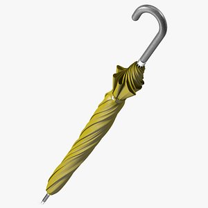 Classic Hook Handle Umbrella Folded 3D model