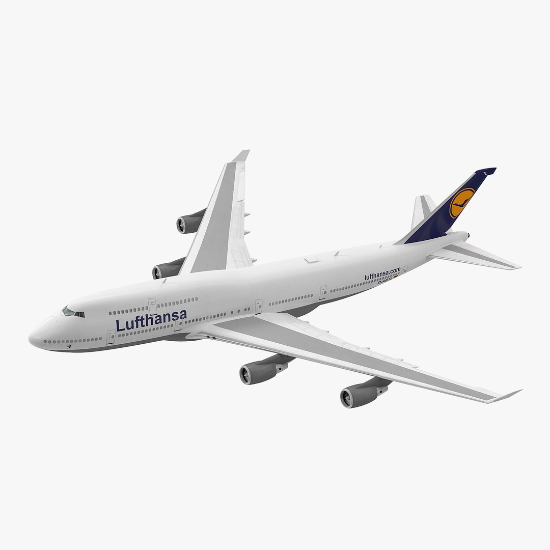 Boeing 747-400ER Lufthansa Rigged 3d Model 3D model preview