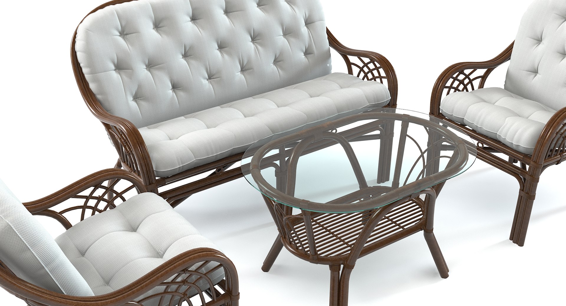 3d roma rattan furniture set model