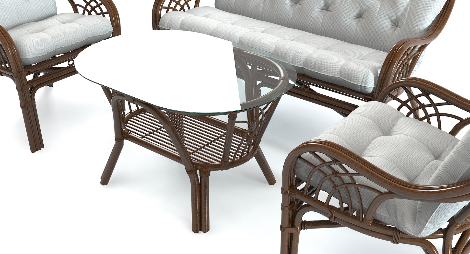 3d roma rattan furniture set model