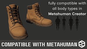 Tan Work Boots - MetaHuman Compatible Construction Boots