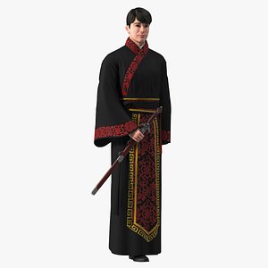 Traditional Chinese Man Rigged for Cinema 4D