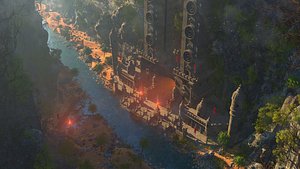 Fantasy Lost Caribean Pirate Castle Rock 3D