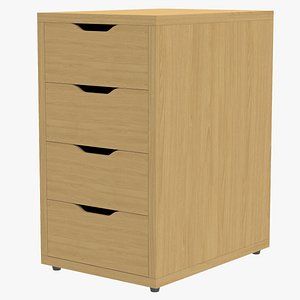 3D model Wooden Drawer Unit