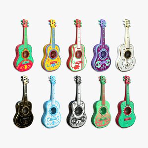 3D model 10 Cartoon Mexican Guitar A Collection - Music Instrument Design