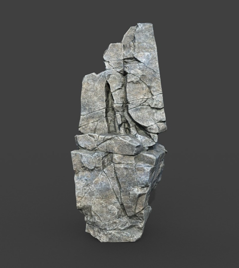 Low poly PBR Gray Cracked Modular Rock model - TurboSquid 2164189