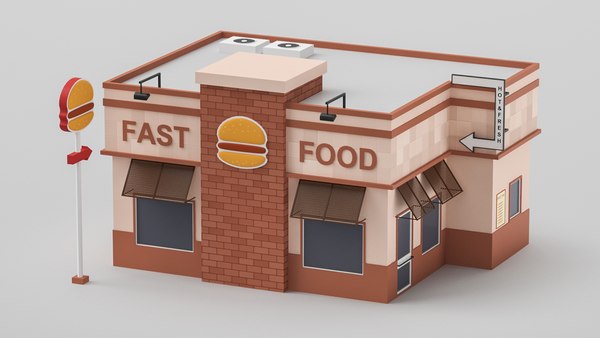 Low Poly Cartoon Fast Food Restaurant 3D - TurboSquid 1833550