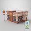 Low Poly Cartoon Fast Food Restaurant